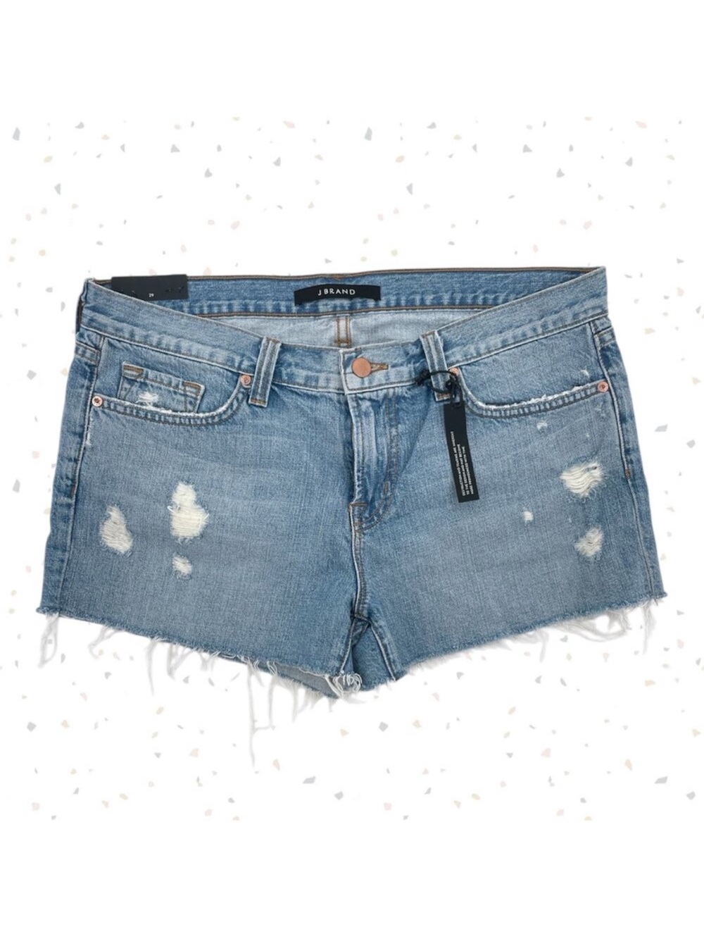 J Brand Denim Cut Off Low Rise Over Blue Jean Shorts Raw Distressed Size 29 NEW